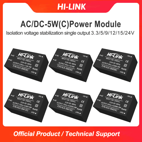 AC to DC 5W HLK-5M05C/5M12C/5M24C Step Down mini Power Supply Converter Module Switch Power Module Insert EMC Electric Circuit